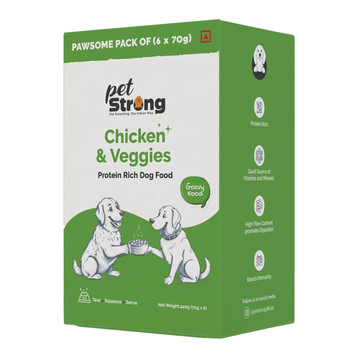 PetStrong Wet Dog Food -  Chicken and Veggies in Gravy