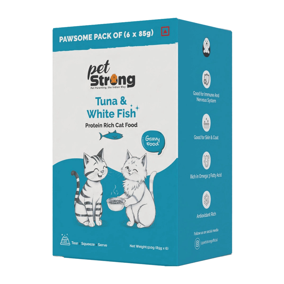 PetStrong Wet Cat Food -  Tuna and White Fish in Gravy