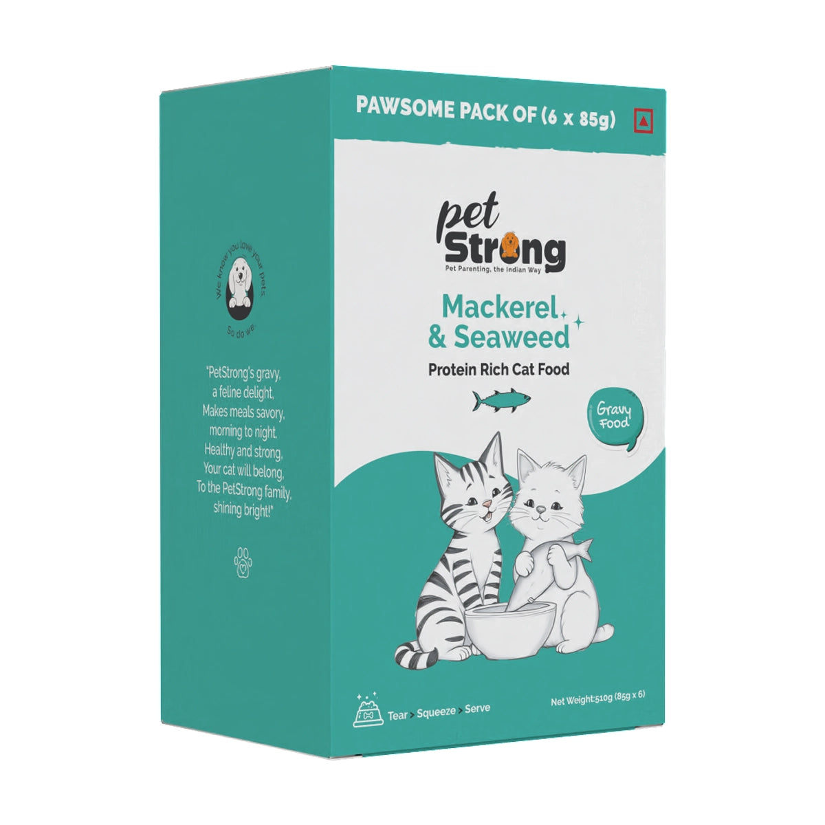 PetStrong Wet Cat Food -  Mackerel and Seaweed in Gravy